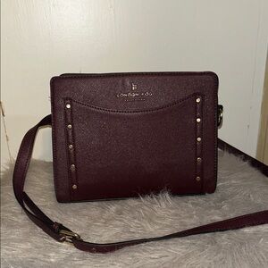 London Fog Crossbody Bag in Deep Burgundy with Gold Hardware